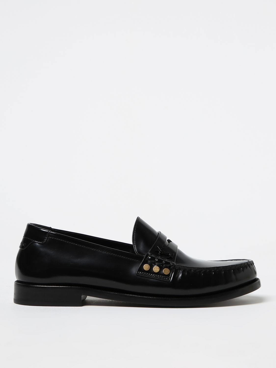 Shop Saint Laurent Le Loafer Moccasins In Brushed Leather In Black