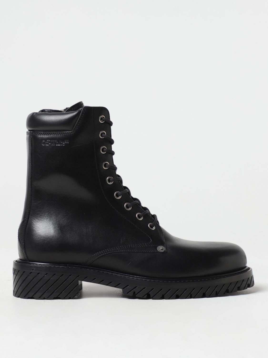 Shop Off-white Leather Ankle Boots With Laces In Black