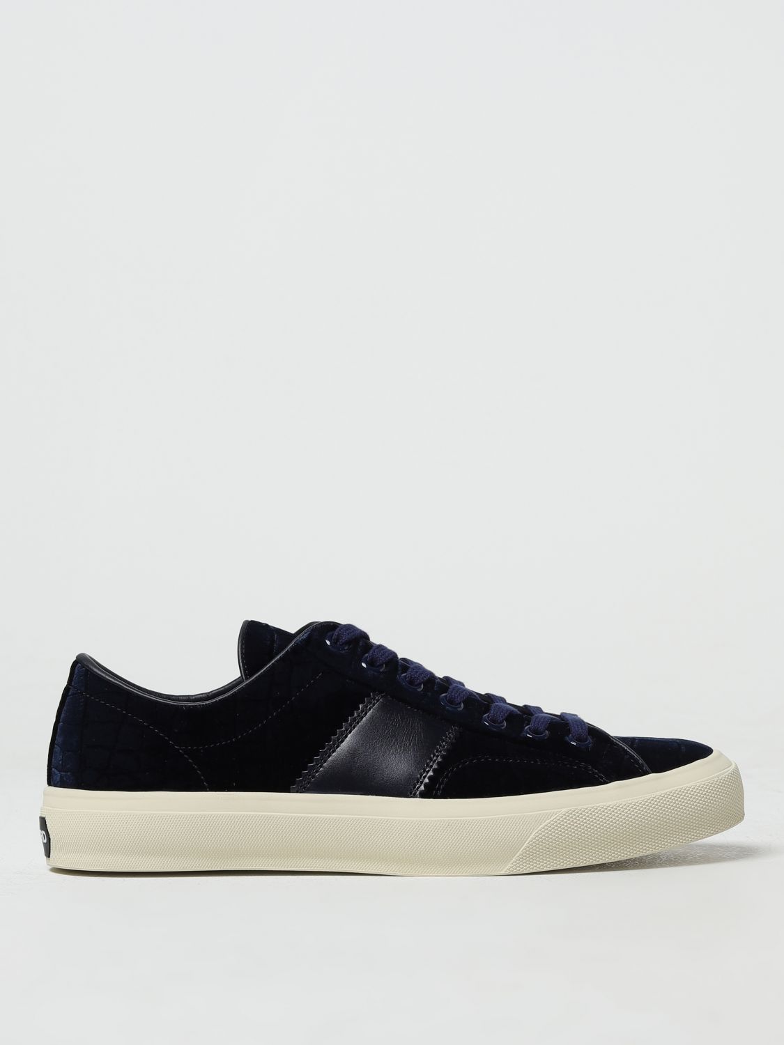 TOM FORD CROCO PRINT VELVET AND LEATHER SNEAKERS,E73177009