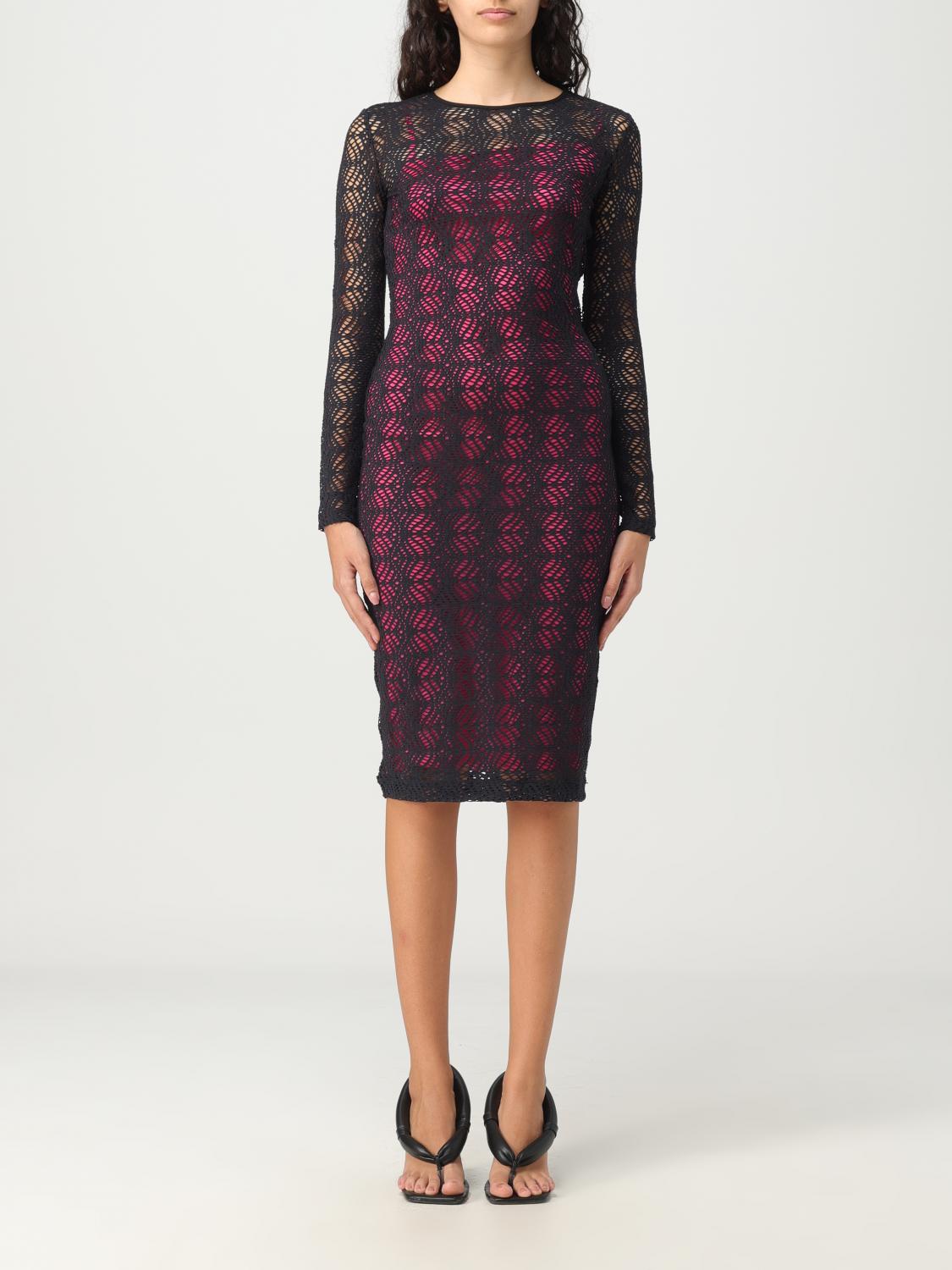 Versace Jeans Couture Sheer Long-sleeved Dress In Black