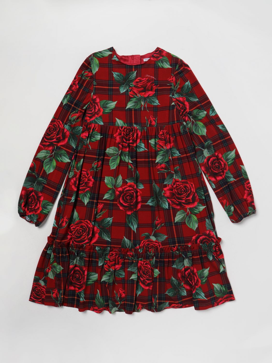 Dolce & Gabbana Kids' Dress In Printed Stretch Viscose In Red