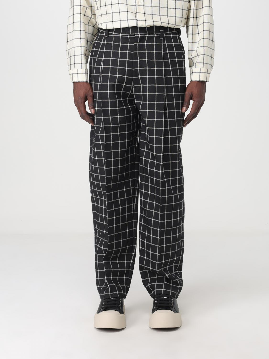 Pants in virgin wool with check pattern - Marni - Modalova