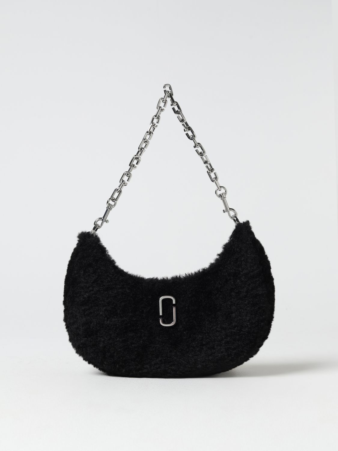 Shop Marc Jacobs The Teddy Curve Bag In Synthetic Fur In Black