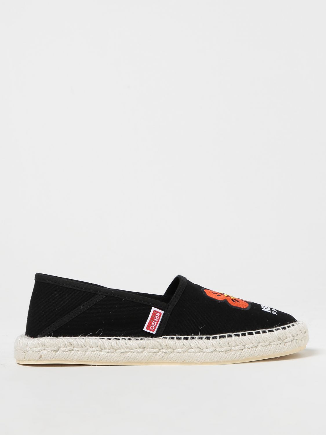 Shop Kenzo Flower Espadrilles In Canvas With Embroidered Logo In Black
