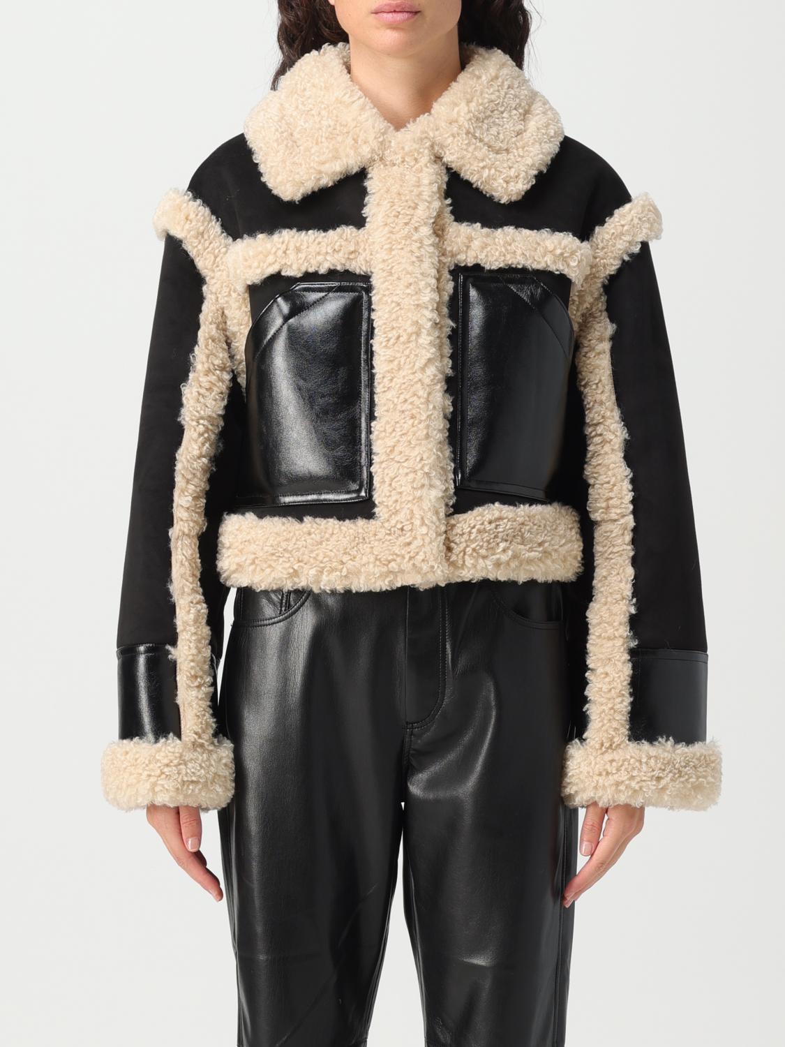 Stand Studio Edith Cropped Faux Shearling Jacket In Black