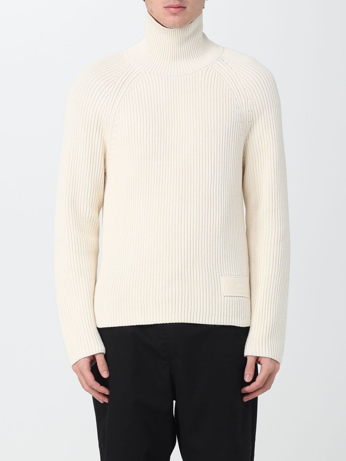 Shop Ami Alexandre Mattiussi Sweater Ami Paris Men Color Ivory