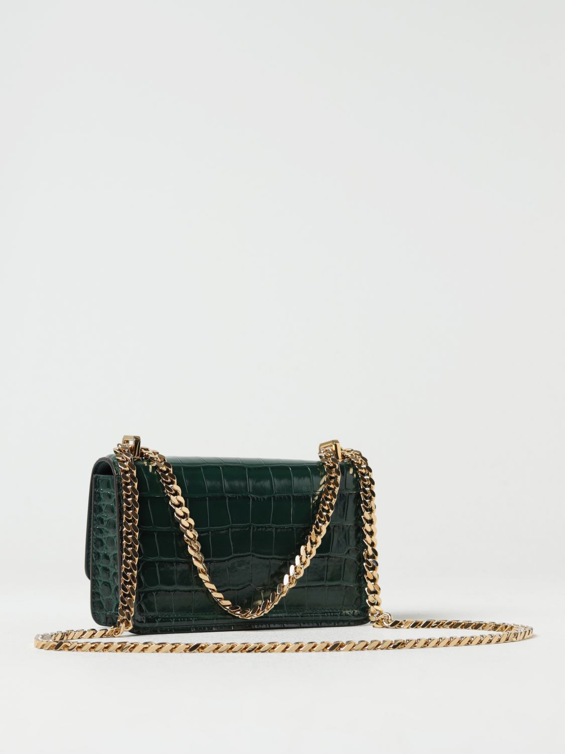 BURBERRY: TB bag in crocodile print leather with monogram - Green