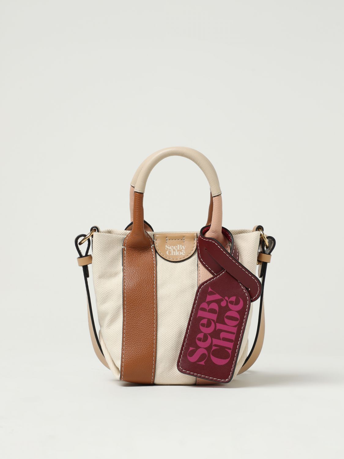 SEE BY CHLOÉ LAETIZIA BAG IN CANVAS AND LEATHER,E75415032