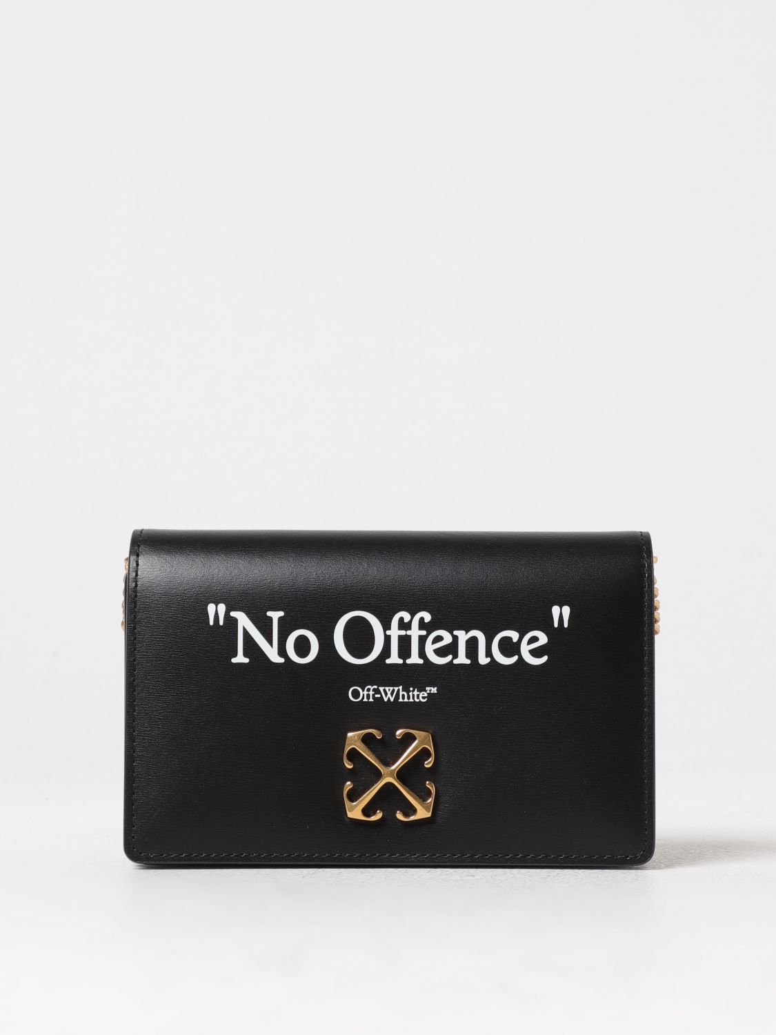 Off-white Leather Bag With Logo In Black