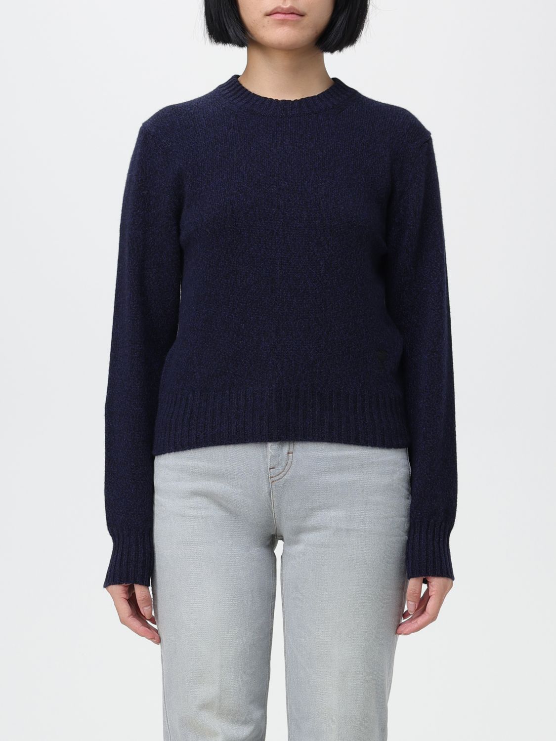 Shop Ami Alexandre Mattiussi Sweater Ami Paris Woman Color Blue