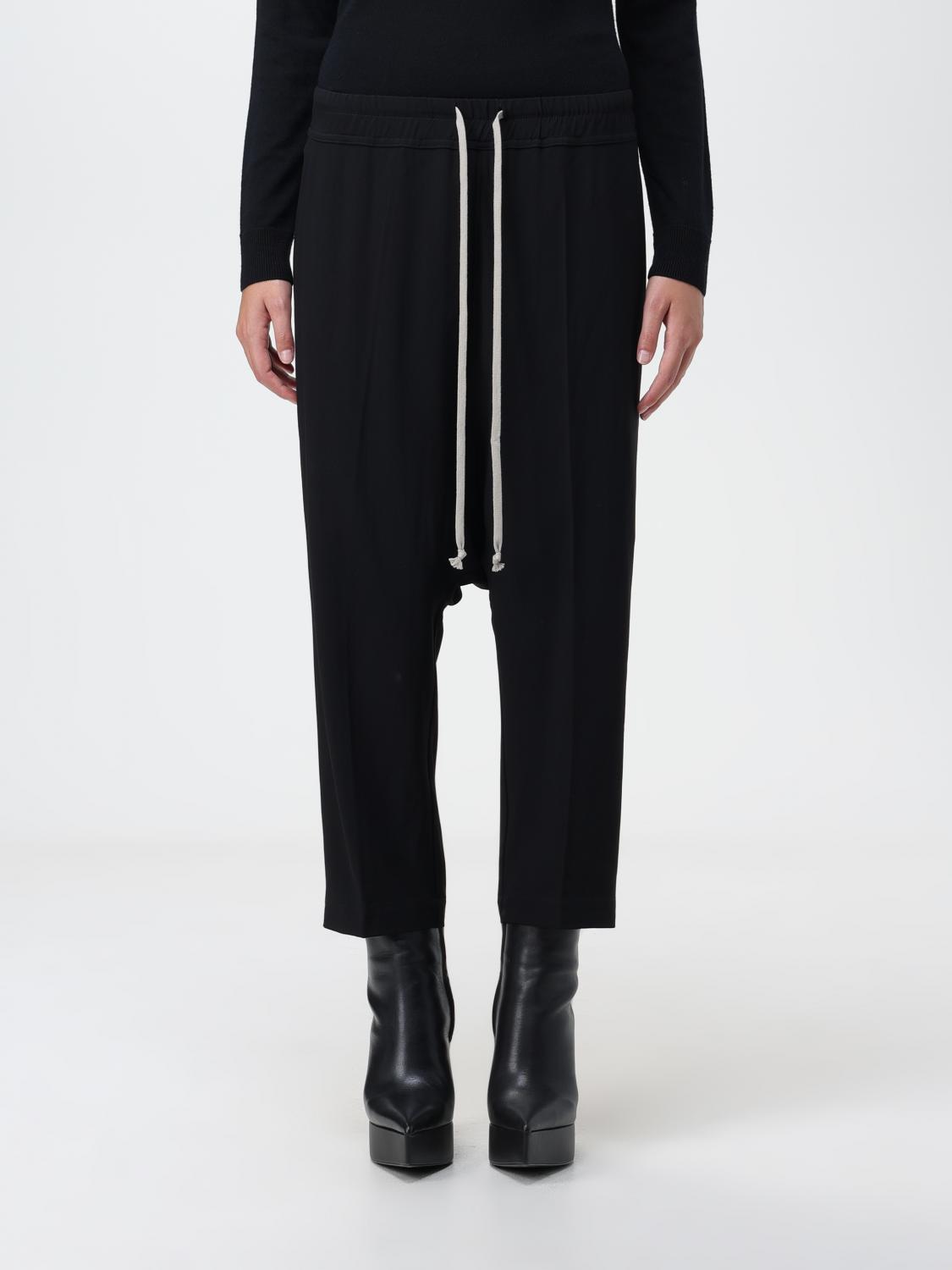 Rick Owens Pressed-crease Drawstring Cropped Trousers In Black