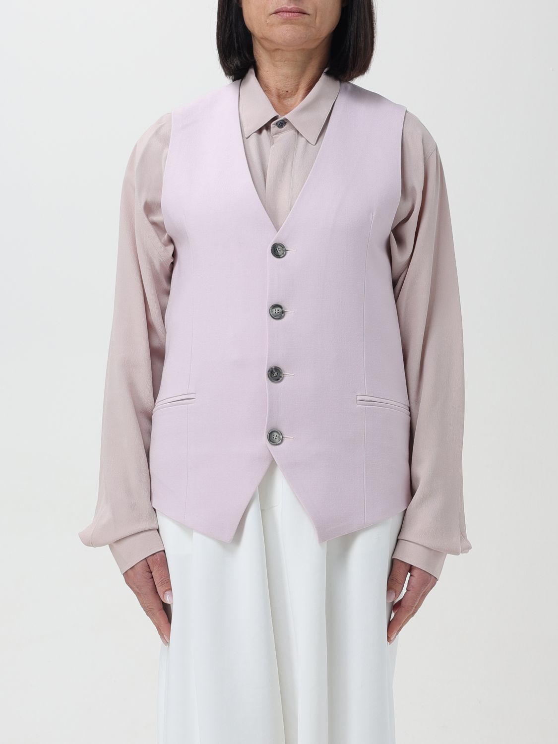 Shop Ami Alexandre Mattiussi Waistcoat Ami Paris Woman Color Pink