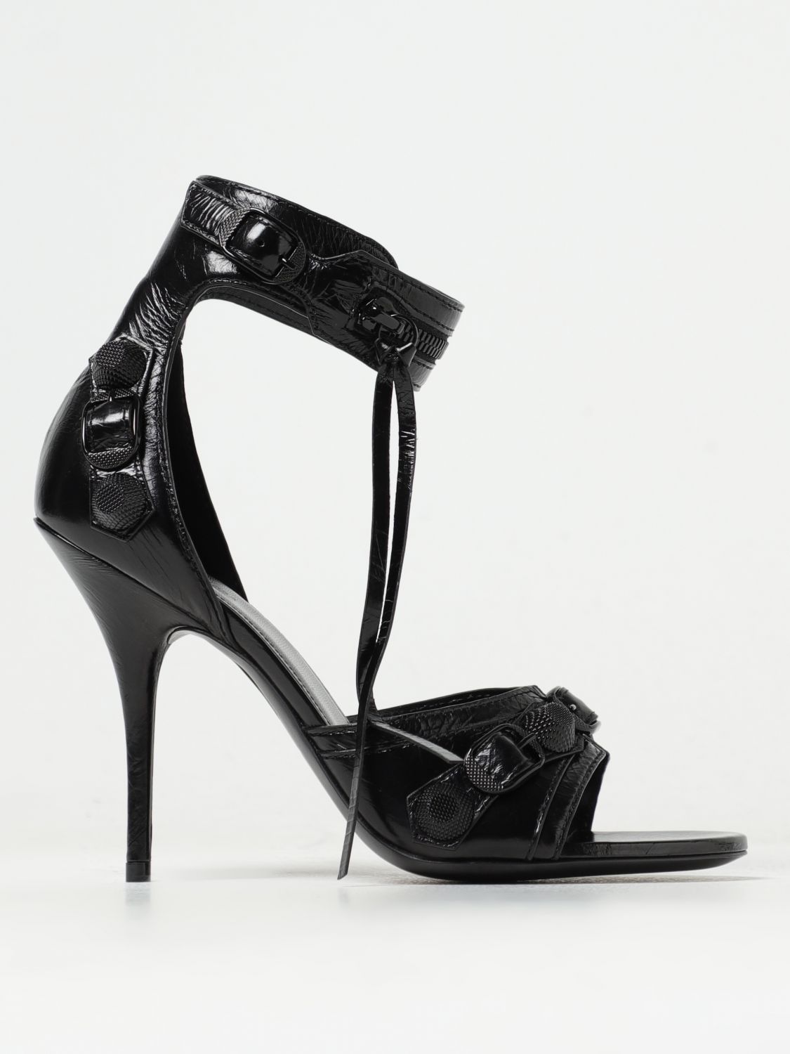 Shop Balenciaga Le Cagole Sandals In Leather In Black