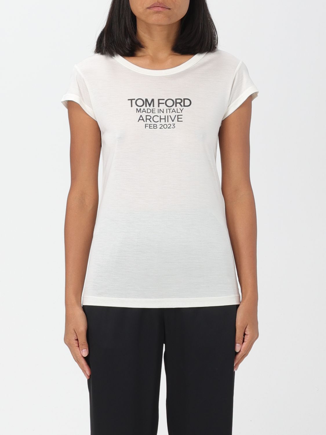 Shop Tom Ford Silk T-shirt In White