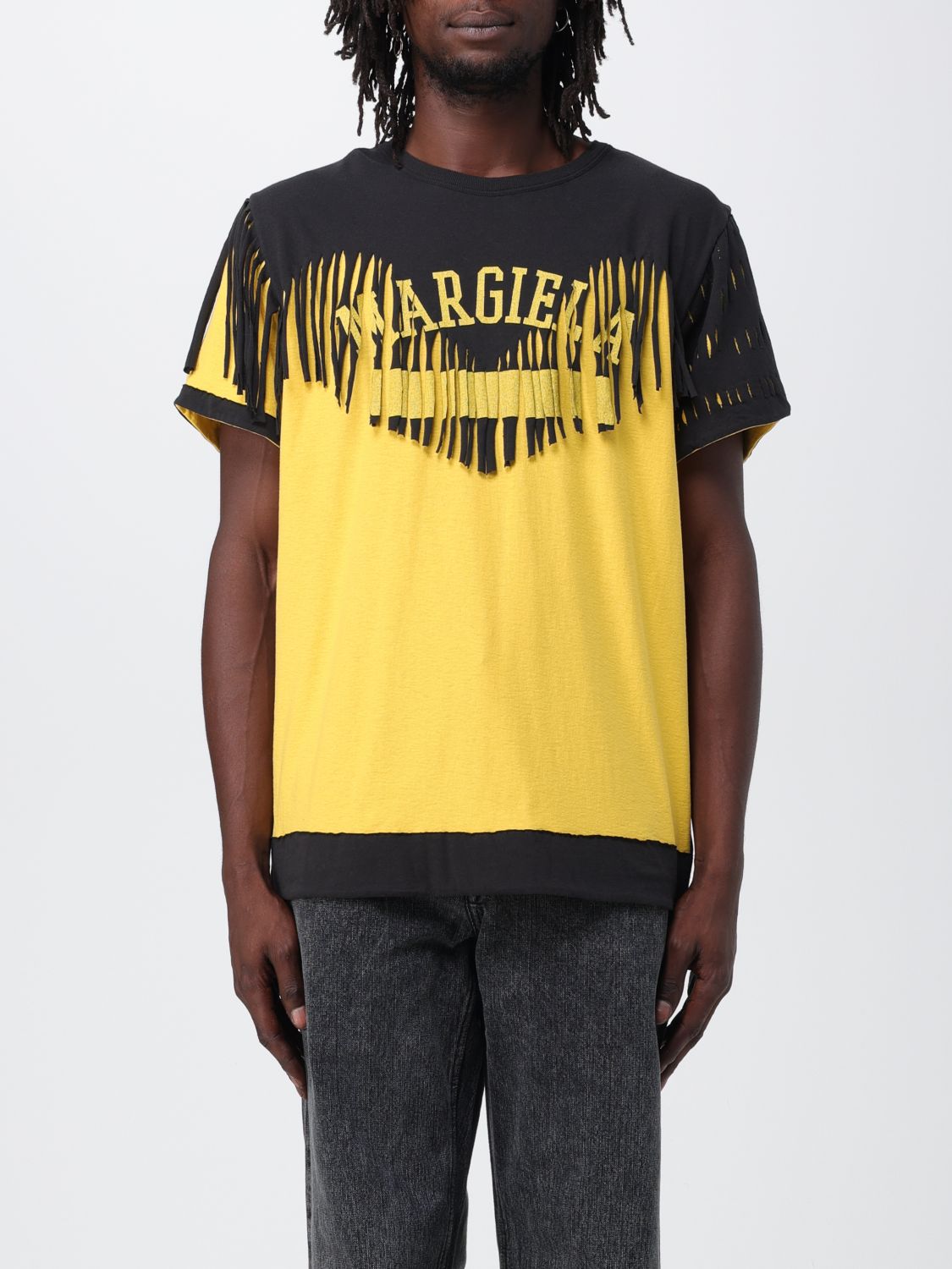 Shop Maison Margiela T-shirt With Logo In Yellow