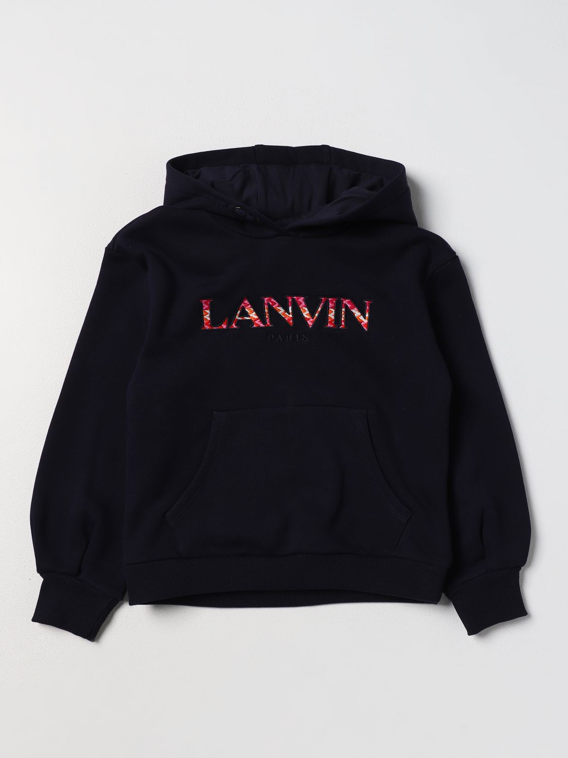 Lanvin Kids' Black Sweater With Logo For Boy In Marine