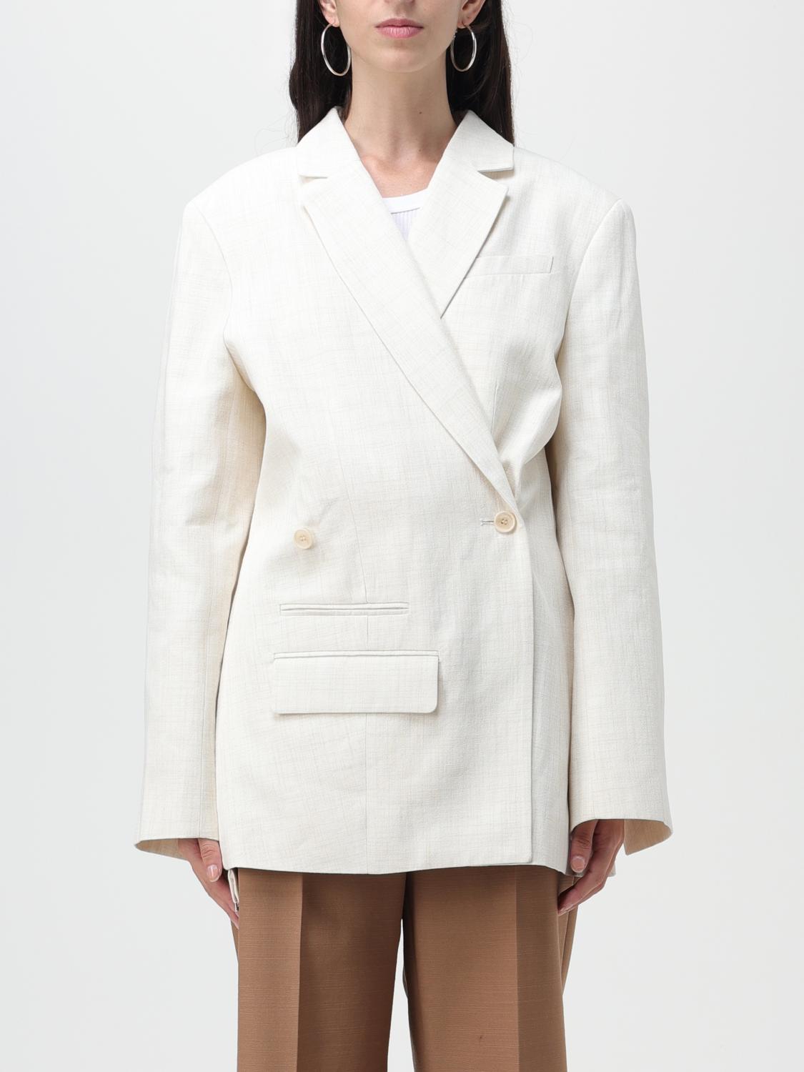 Jacquemus Tibau Crossover Double-breasted Blazer In White