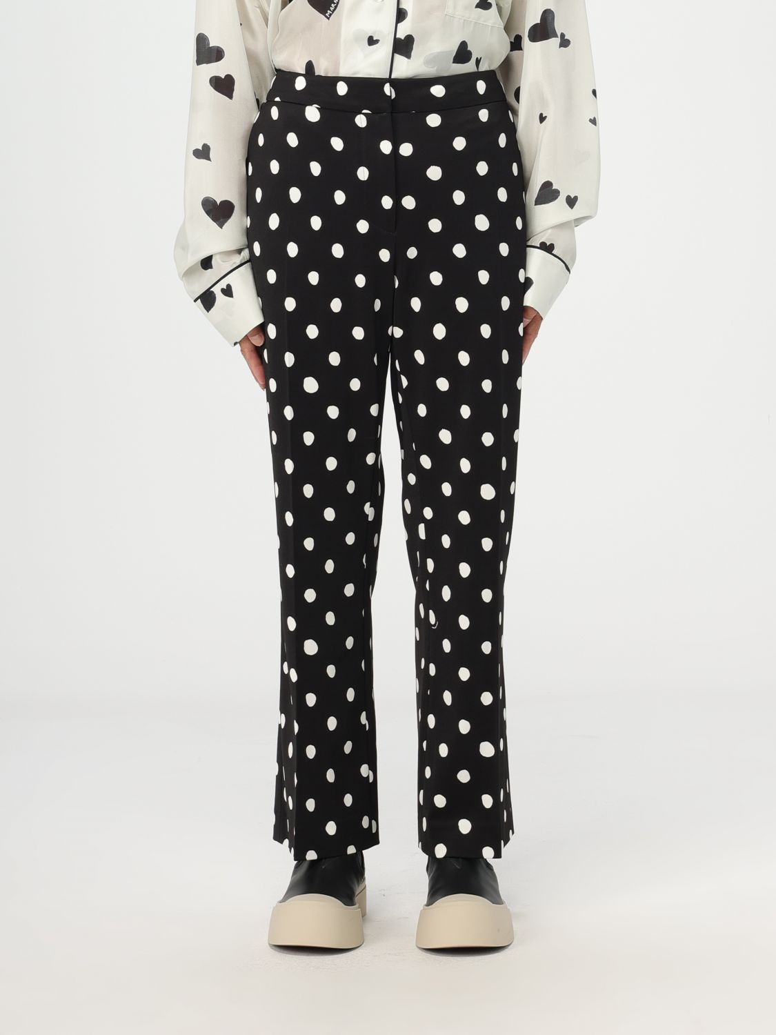 Marni Men's Polka Dot Wide-Leg Knit Trousers - Lily White - Size 40