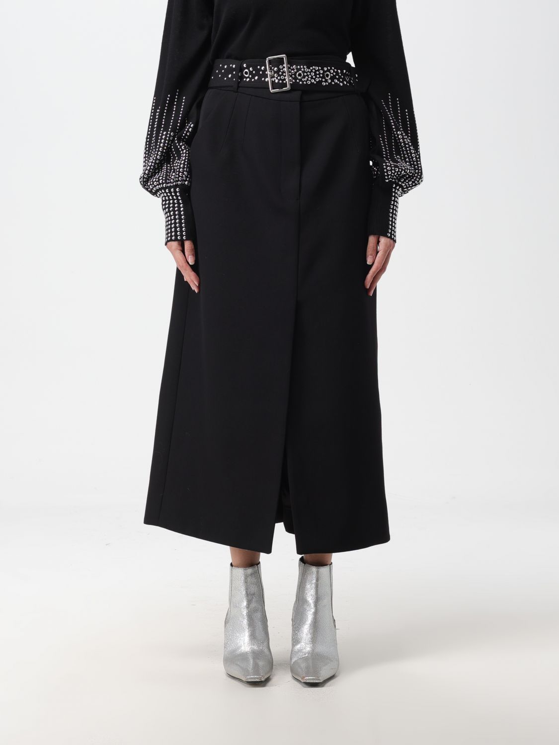 Rabanne Studded-belt Midi Skirt In Black