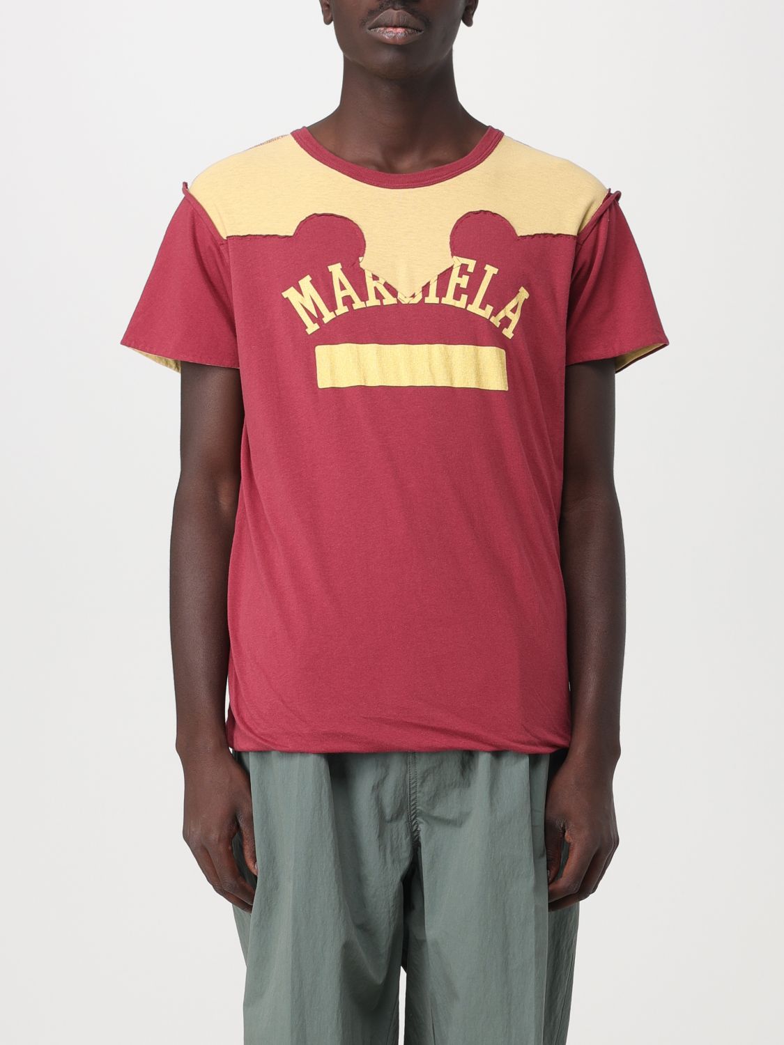 Shop Maison Margiela Cotton T-shirt In Burgundy