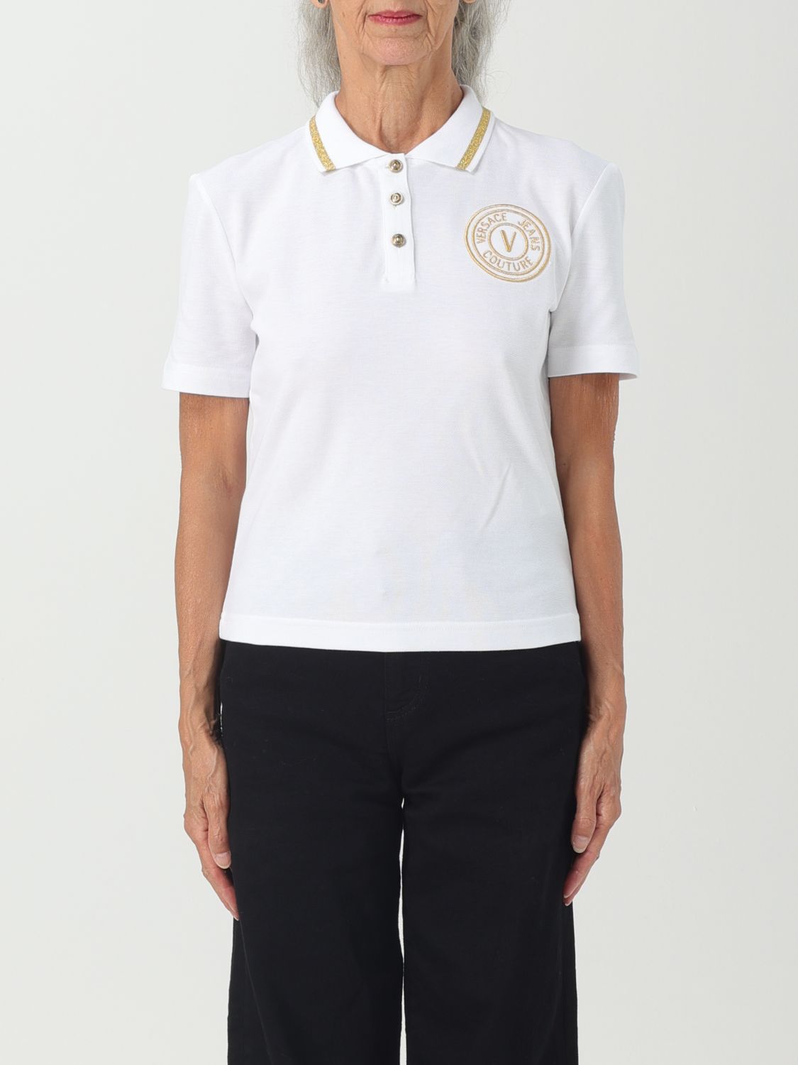 Shop Versace Jeans Couture Polo Shirt  Woman Color White