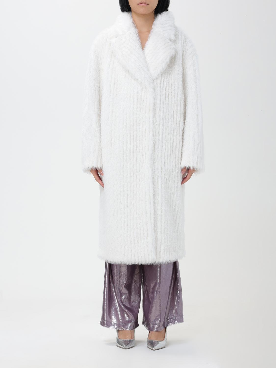 Stand Studio Genevieve Double-breasted Faux-fur Coat In White
