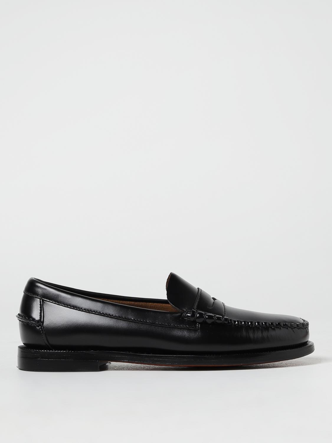 Sebago Slip-on Black Leather Moccasins With Cut-out Detail In Black