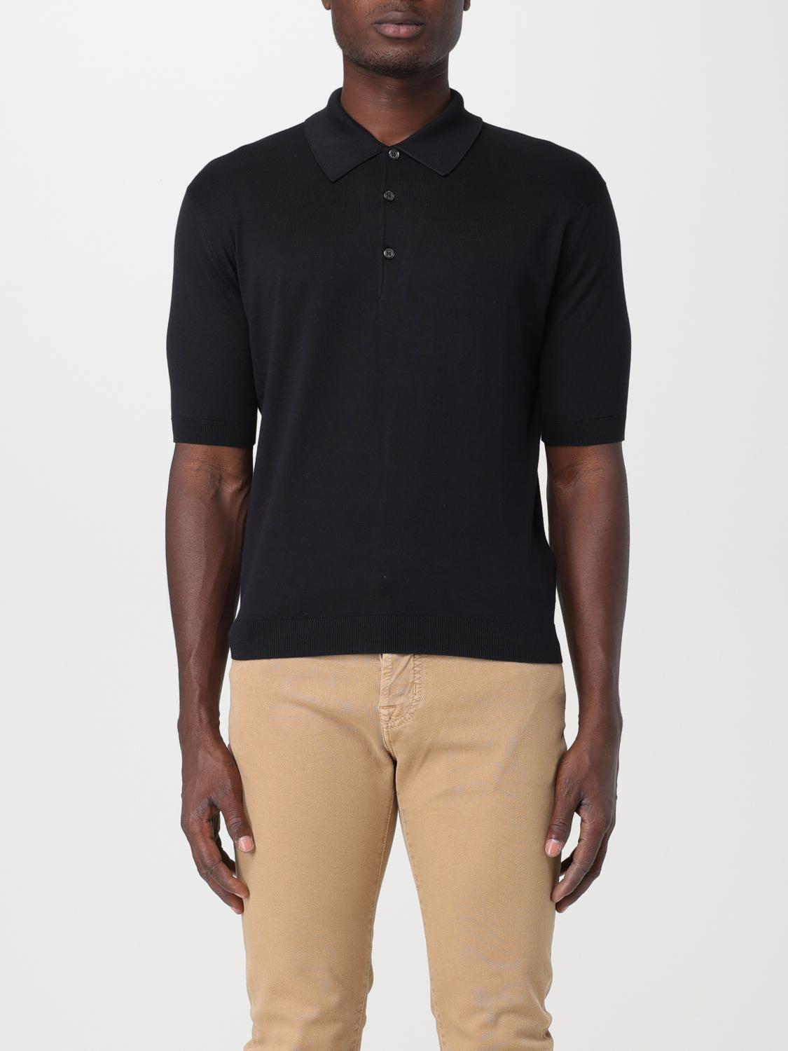 John Smedley Short Sleeve Polo Shirt In Black