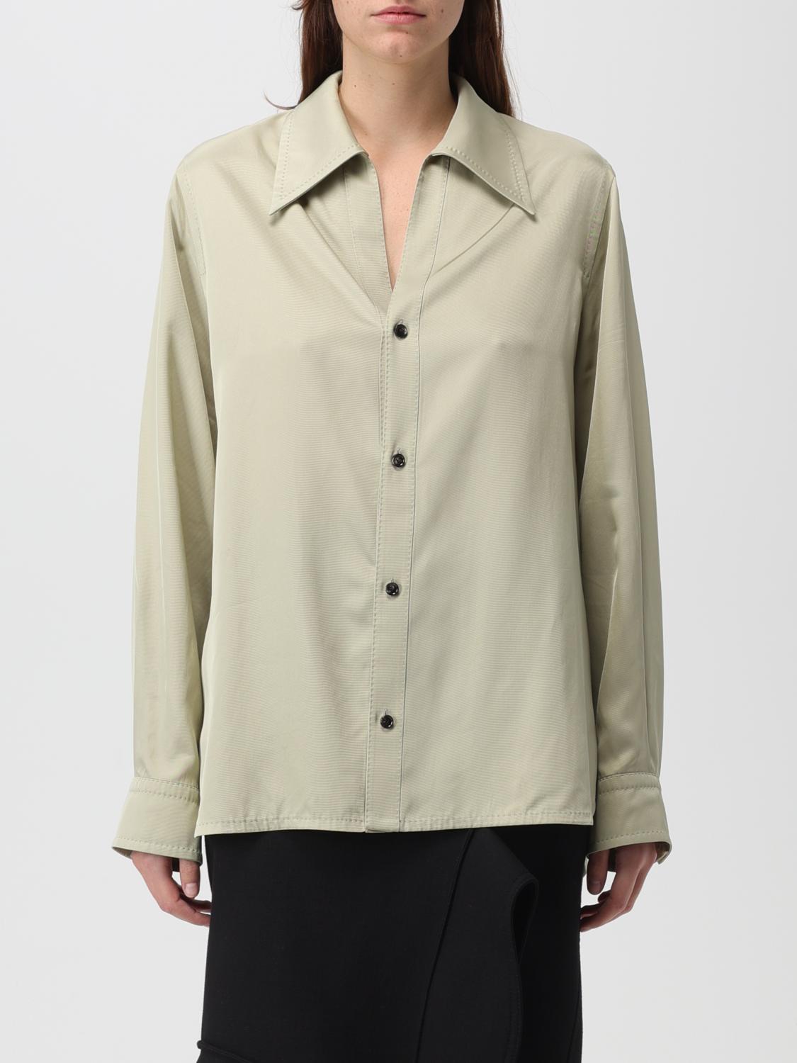 Bottega Veneta Oversized Green Shirt With Maxi Collar In Fluid Viscose Woman In Grey