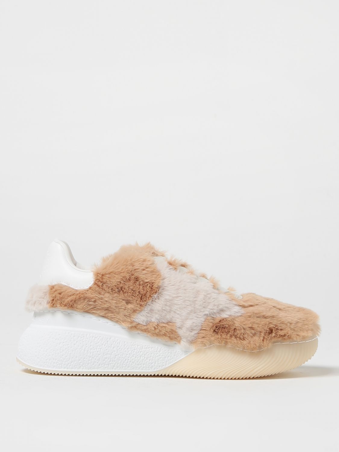 Shop Stella Mccartney Loop Sneakers In Recycled Synthetic Fur In Beige