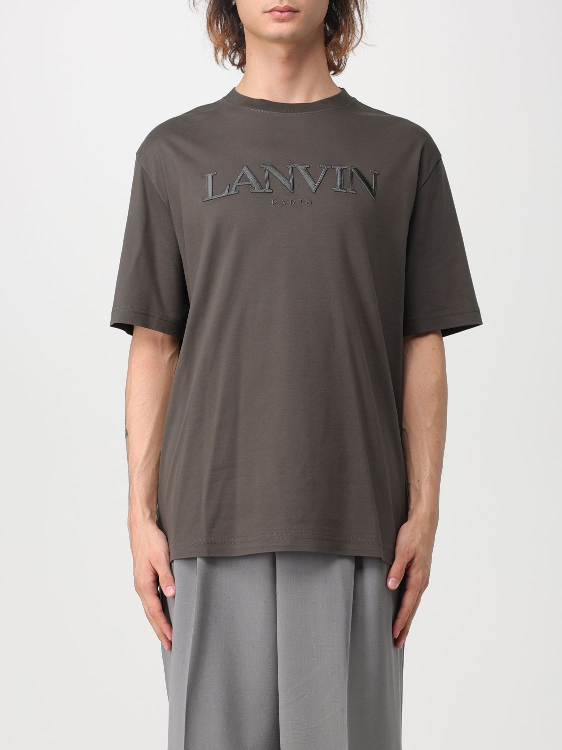 Shop Lanvin T-shirt  Men Color Grey