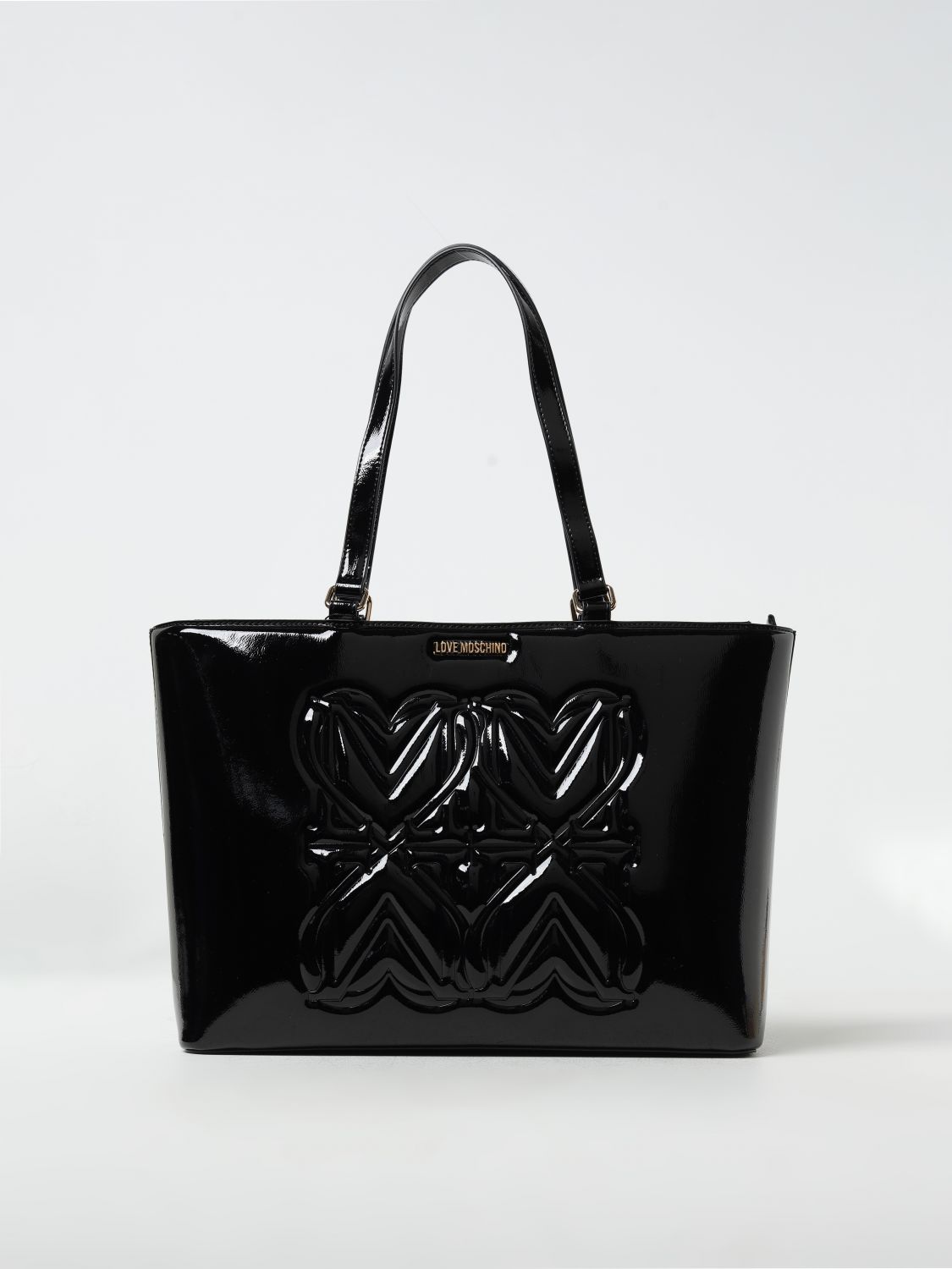 LOVE MOSCHINO bag in tumbled patent leather with embossed