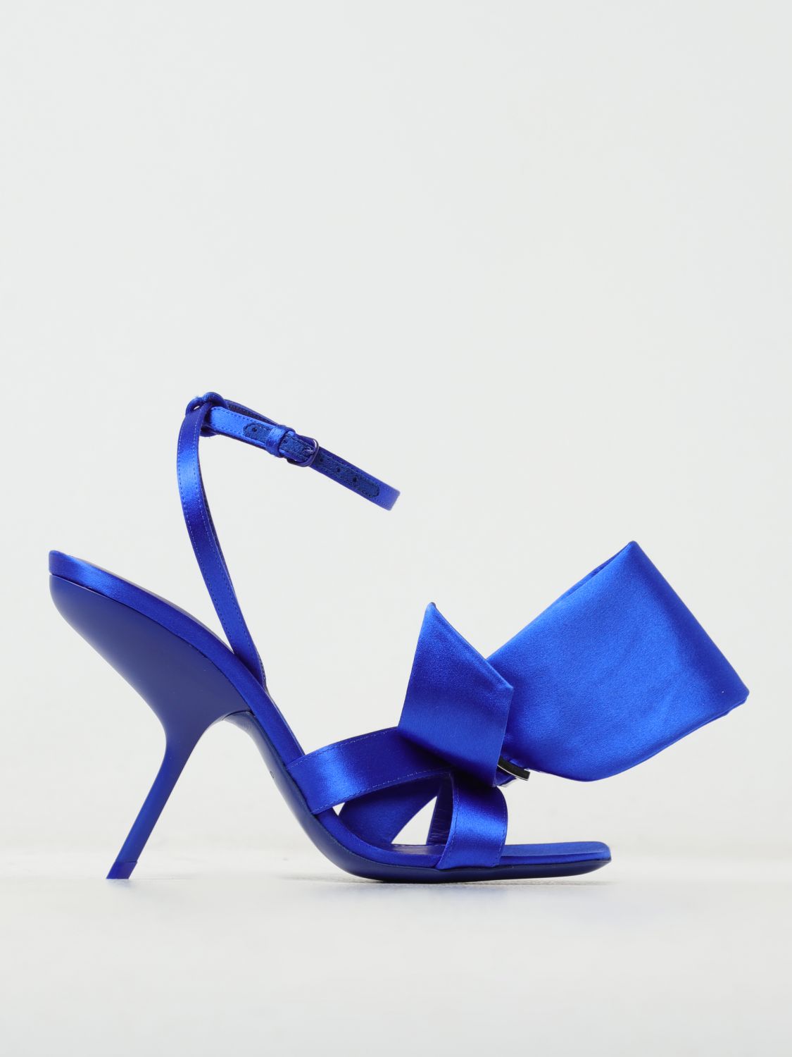 Shop Ferragamo Helena Sandals In Satin With Bow In Blue