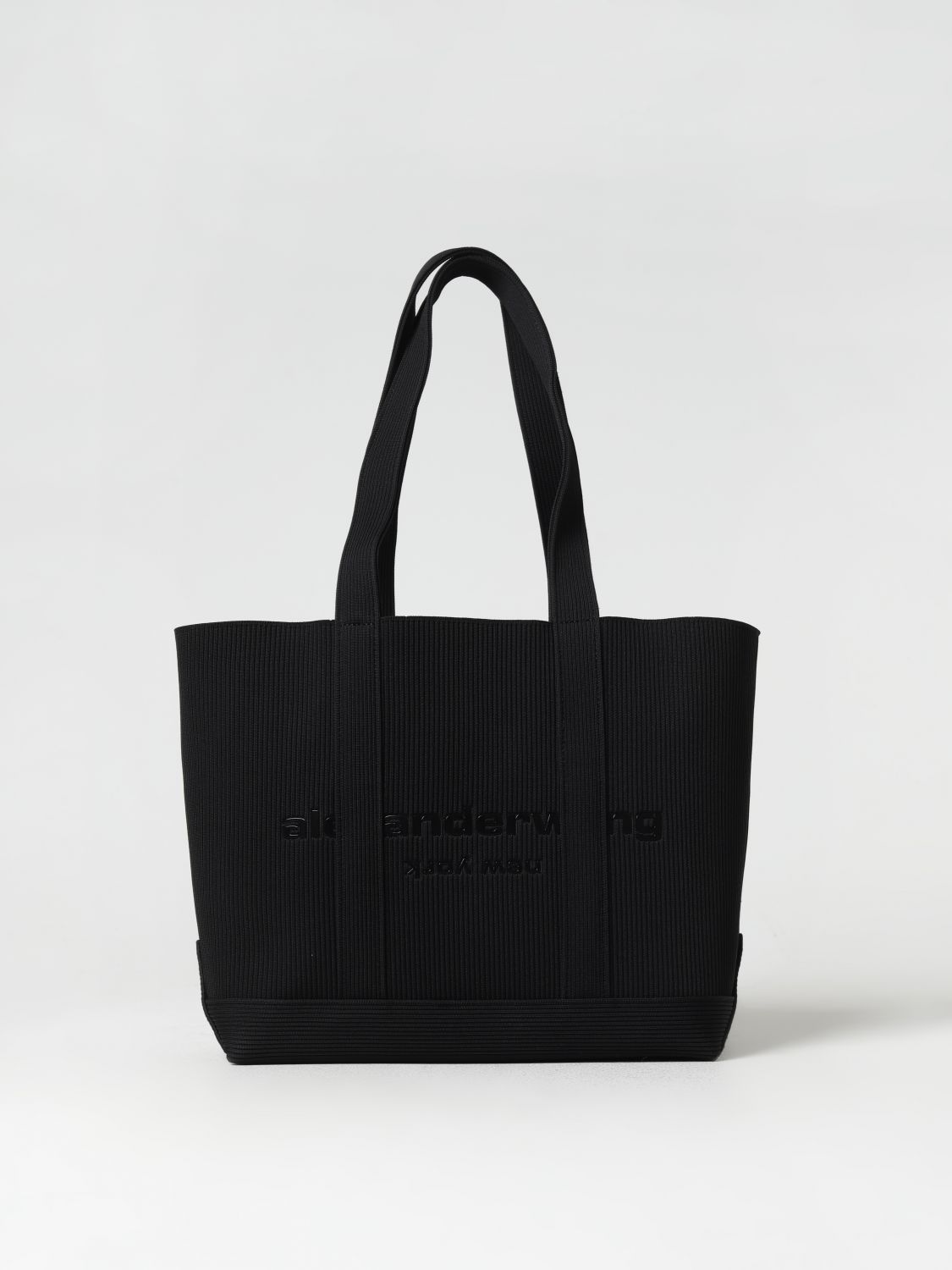 Shop Alexander Wang Ryan Bag In Ribbed Fabric With Logo In Black