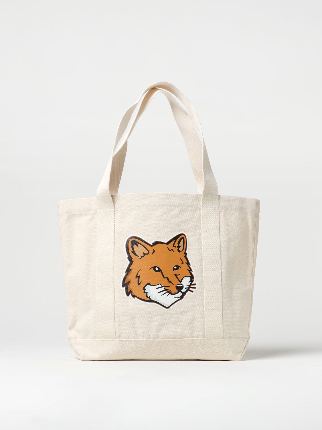 Maison Kitsuné Fox Head Bag In Canvas In White