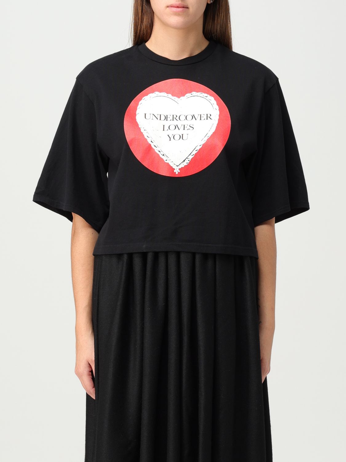 UNDERCOVER: T-shirt femme - Noir | T-Shirt Undercover UC2C1891 en