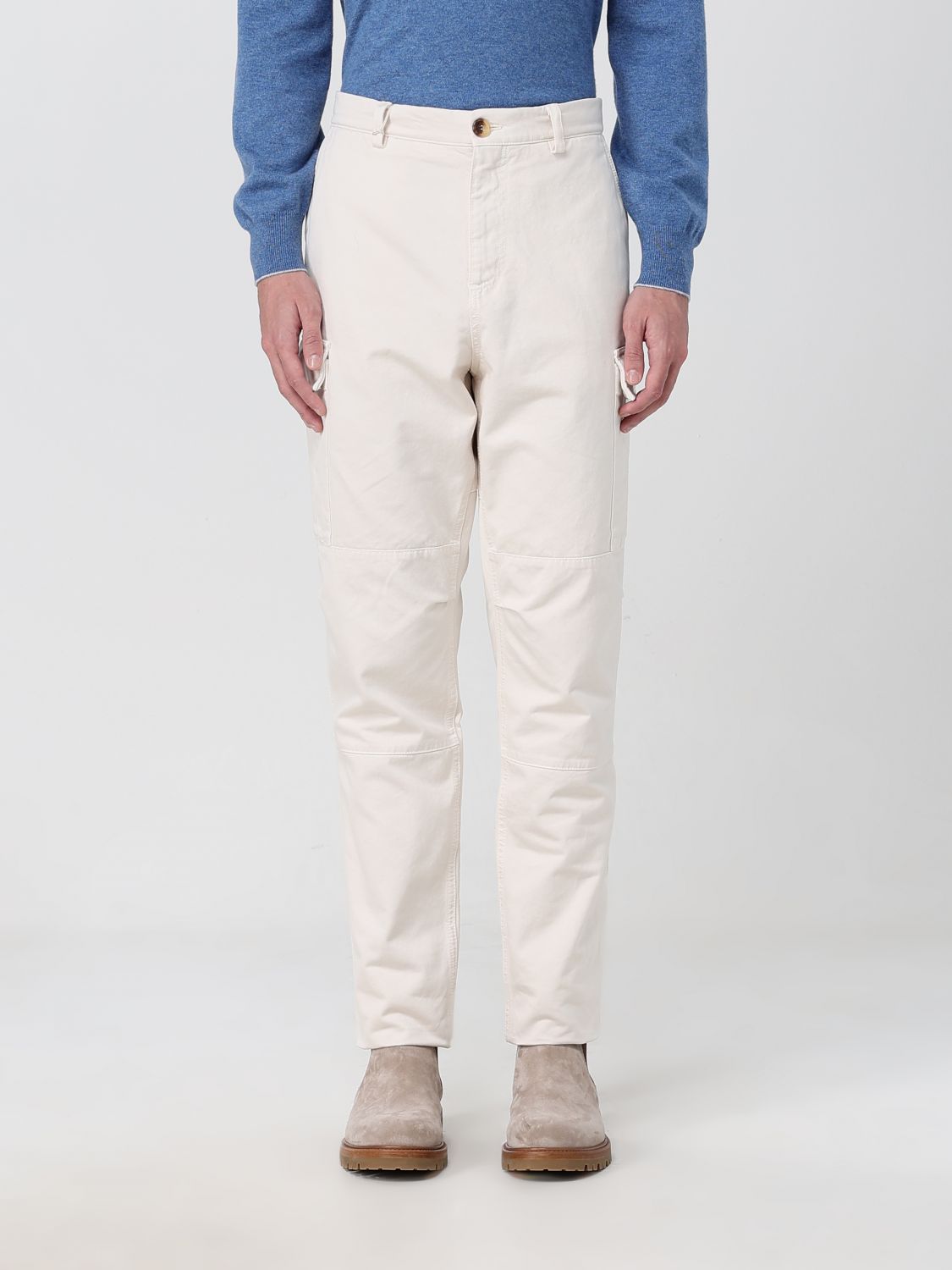 Brunello Cucinelli Belt Ring Casual Pants In White