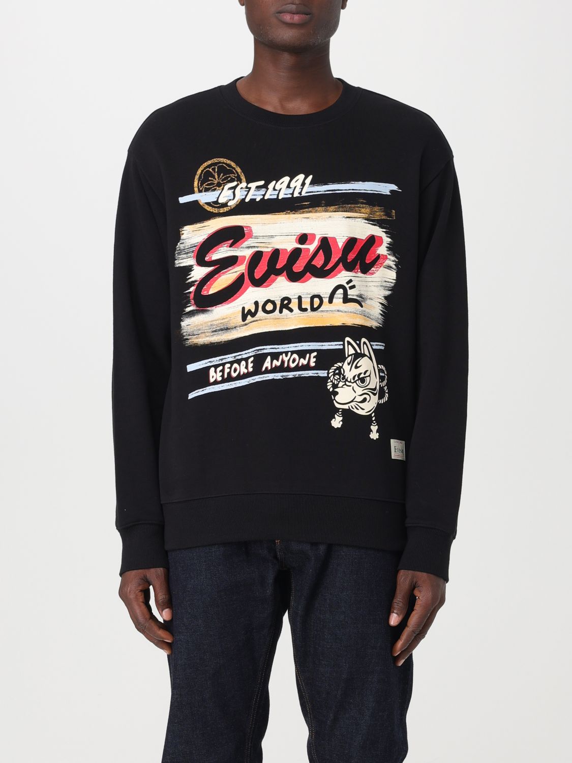 Shop Evisu Sweatshirt  Men Color Black