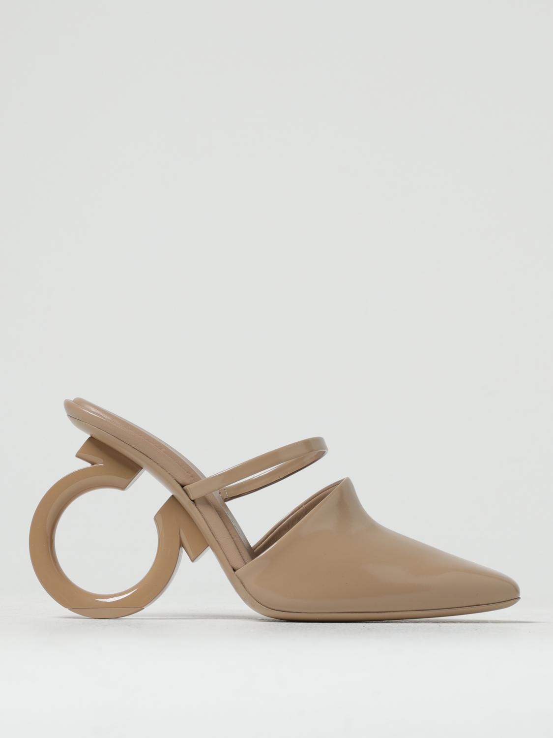 Ferragamo Adara Gancini Mule Heels In Cream
