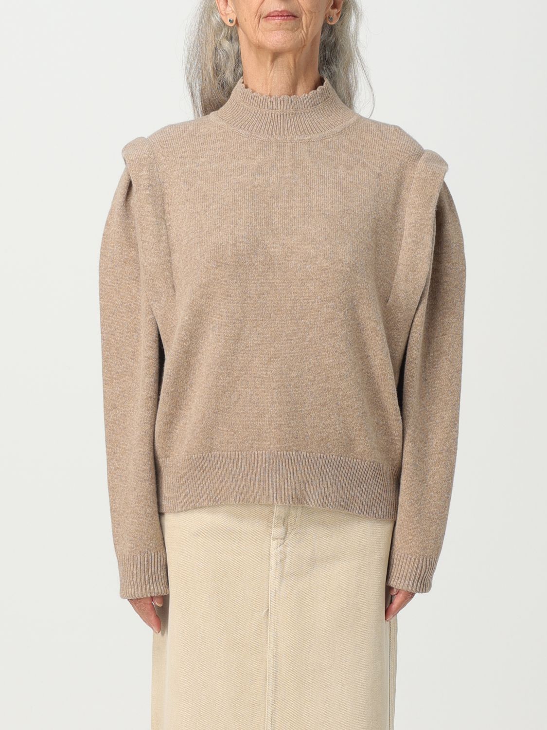 Shop Isabel Marant Étoile Sweater In Merino Wool Blend In Beige