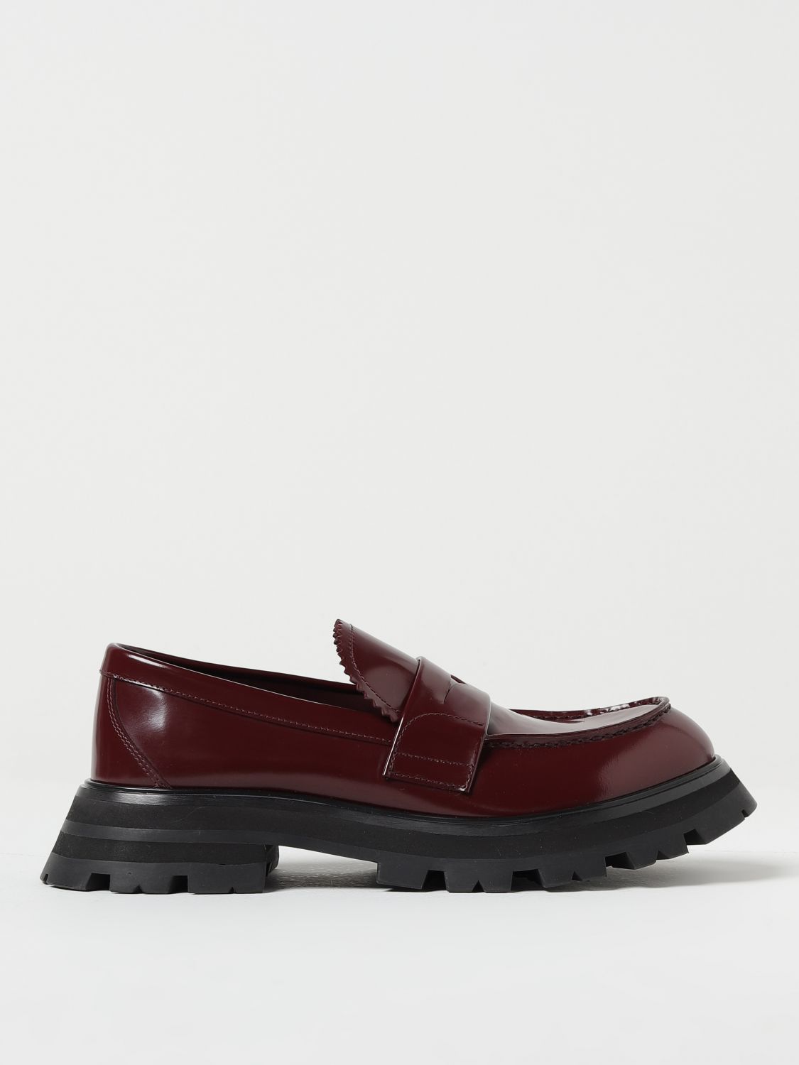 Shop Alexander Mcqueen Moccasins In Brushed Leather In Red