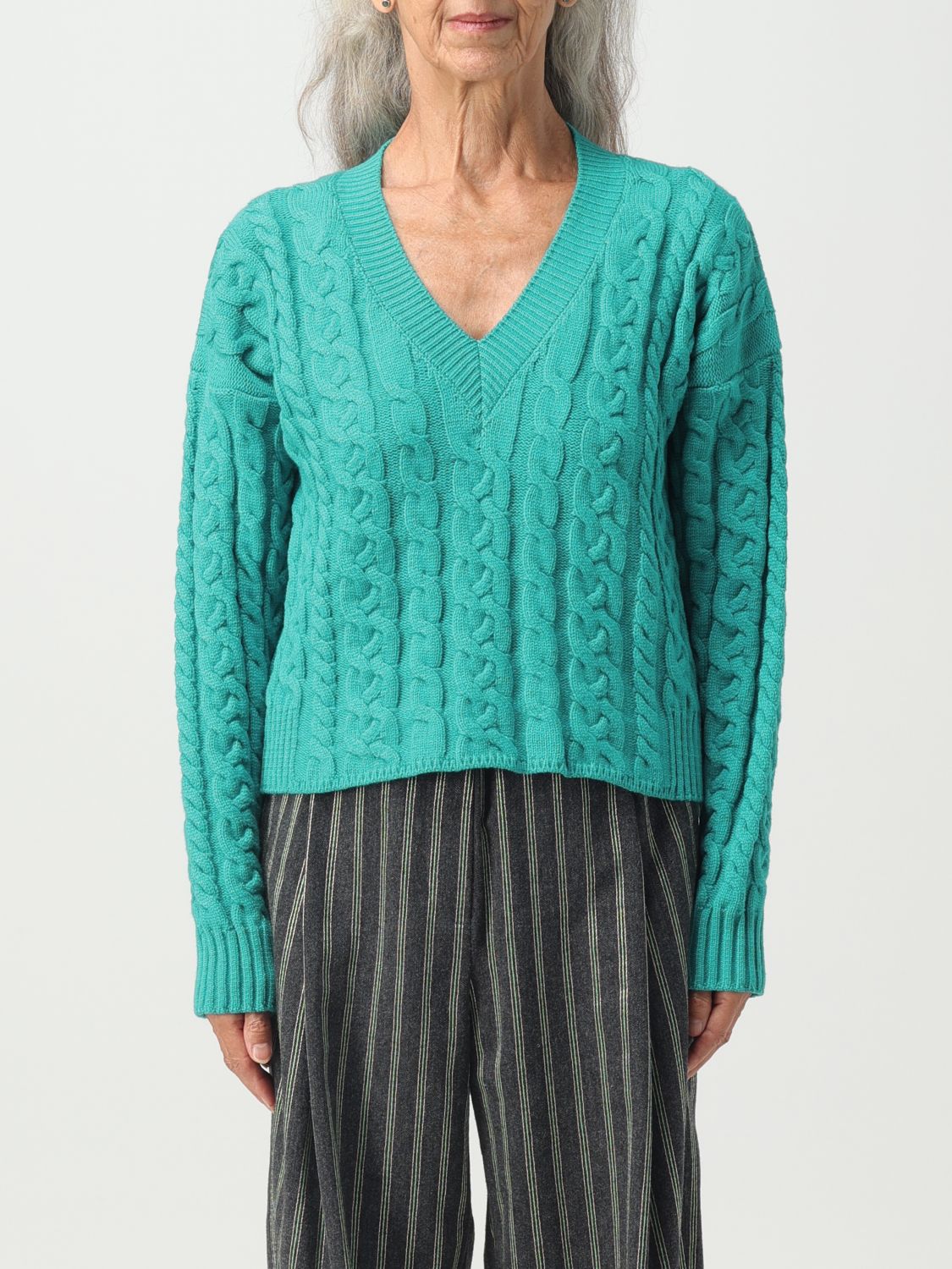 Pinko Knitted Sweater In Turquoise