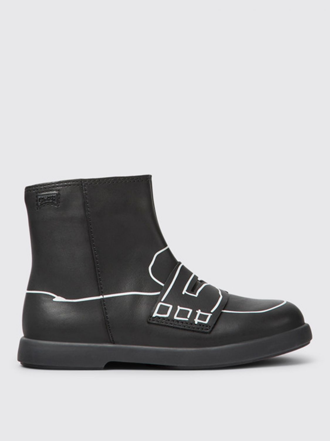Shop Camper Twins Leather Ankle Boots In Black