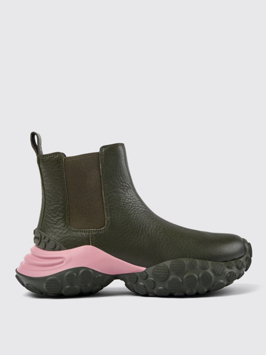 Camper Flat Ankle Boots  Woman In Green