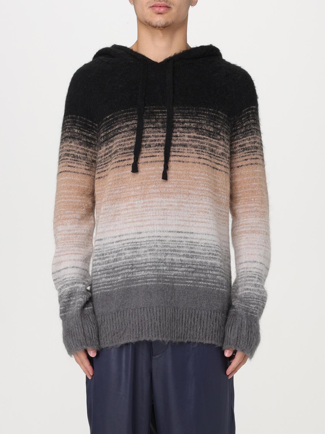 Laneus Gradient-effect Knitted Hoodie In Red