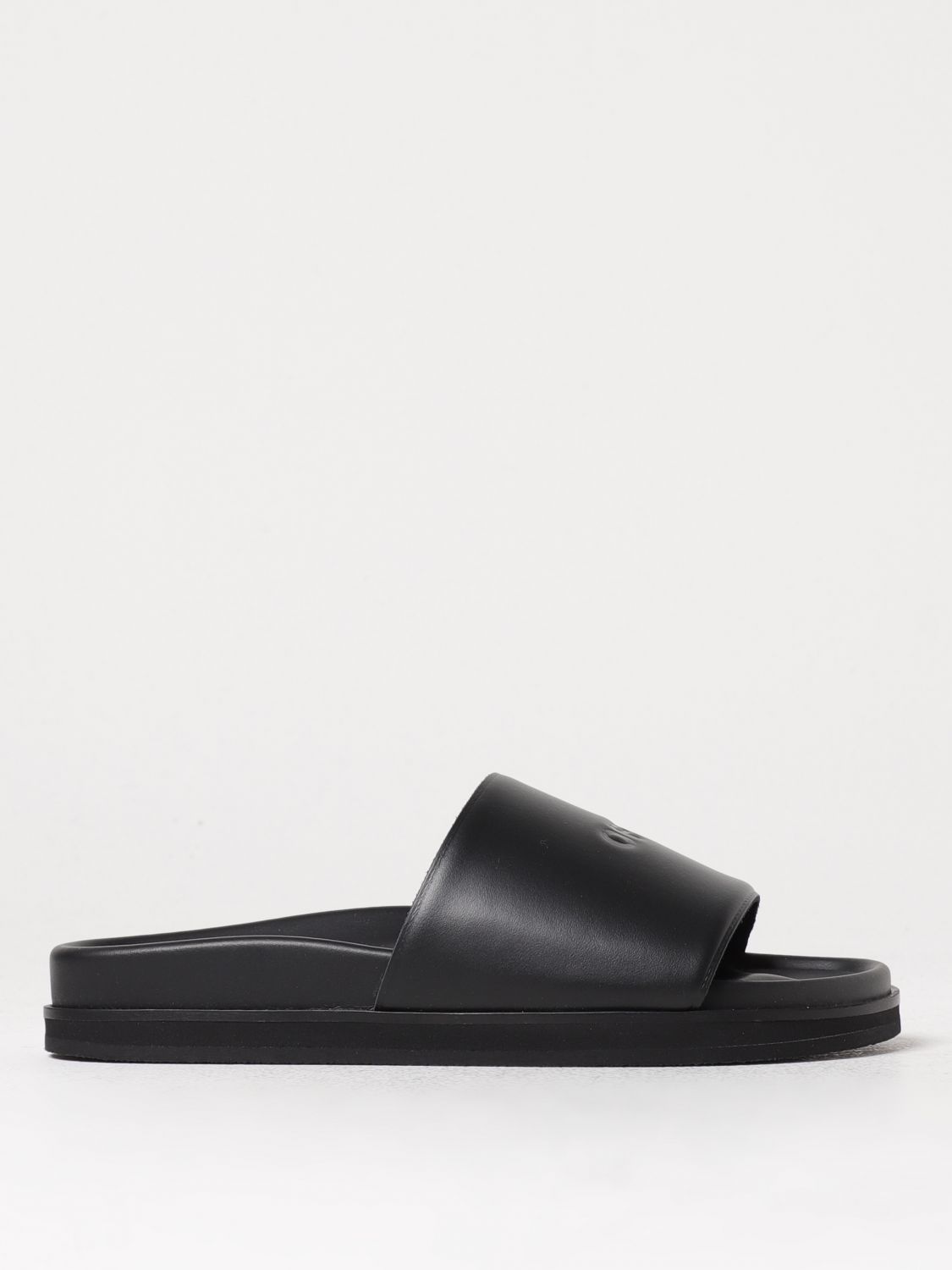 Shop Off-white Slides In Leather In Black