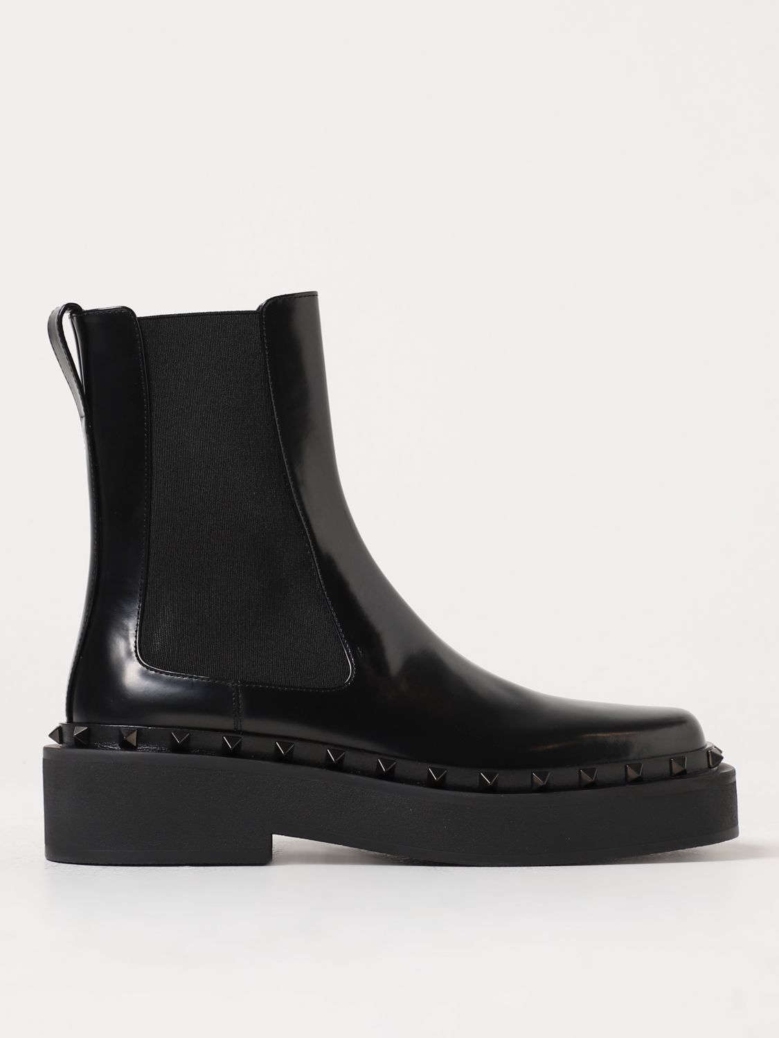Shop Valentino Ankle Boots In Brushed Leather With Studs In Black