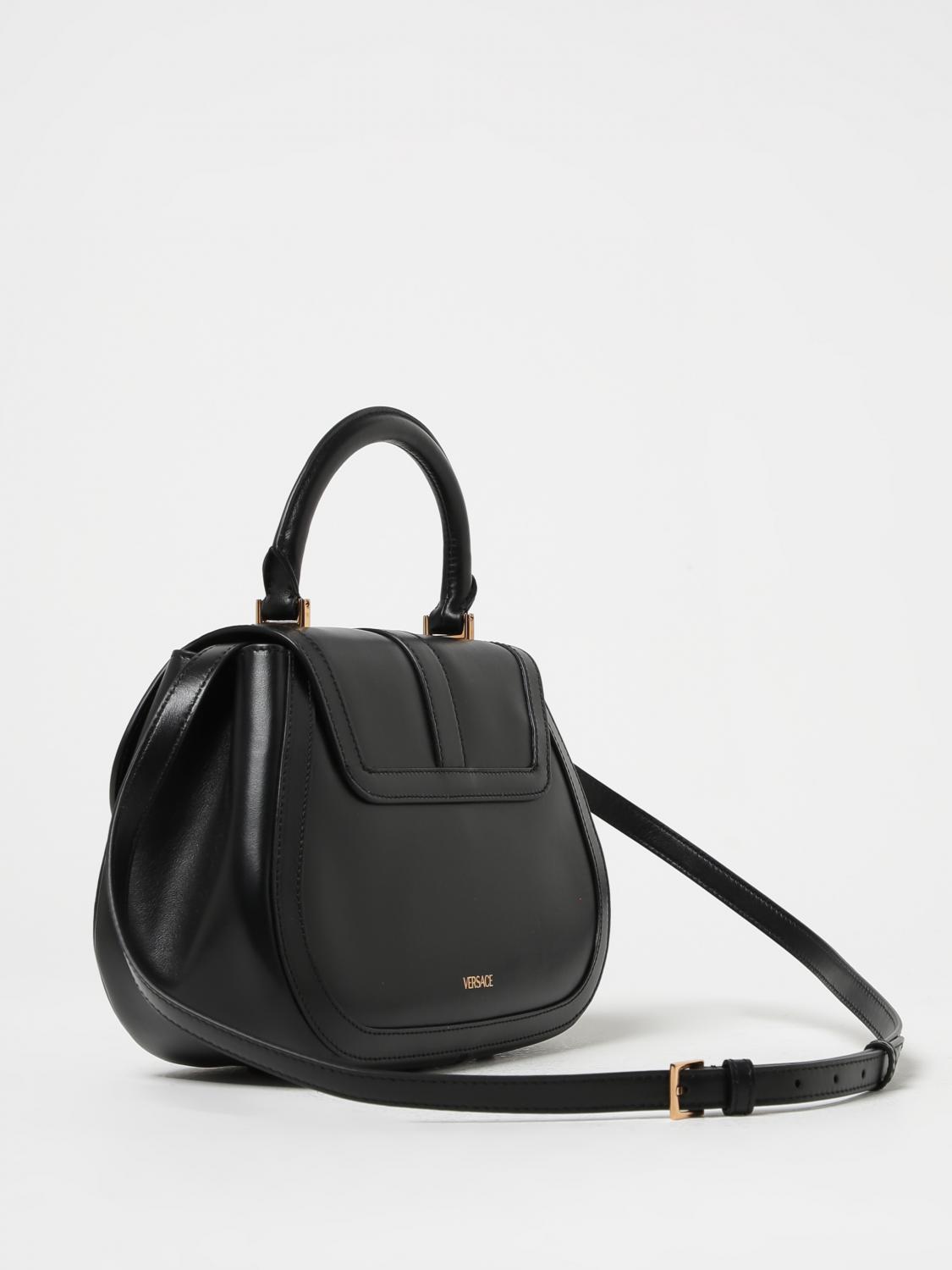 VERSACE Greca Goddess leather bag with shoulder strap Black