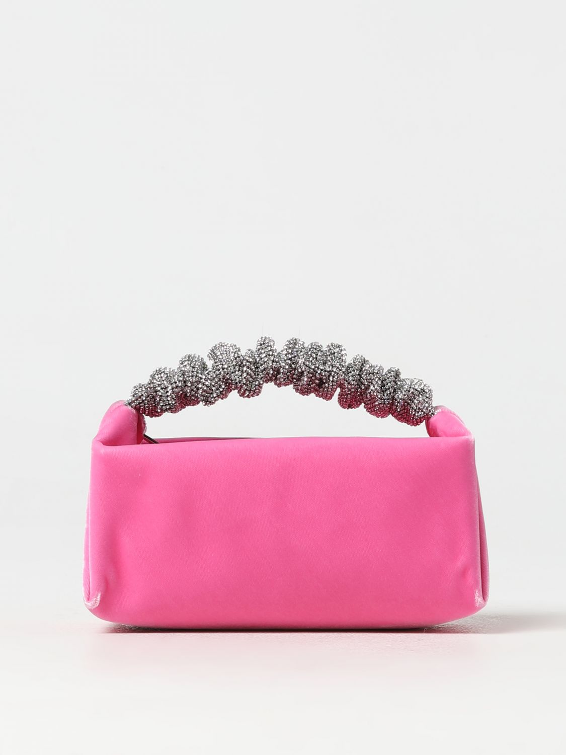 Shop Alexander Wang Scrunchie Bag In Velvet With Rhinestones In Pink