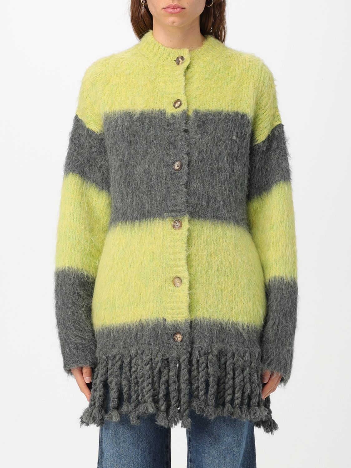 Etro Alpaca And Mohair Cardigan With Braids In Grey | ModeSens